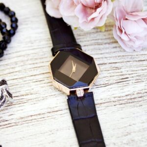 All Nighters Quartz Analog with Date Blue Dial Leather Strap Watch for Girls